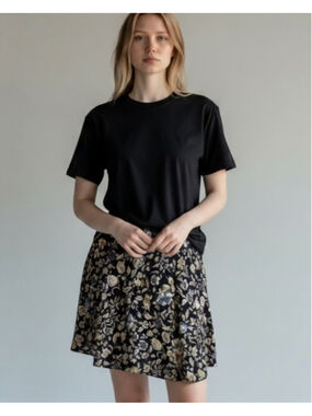 Ecoté Floral Flowy Mini Skirt, 8, Black Moody French